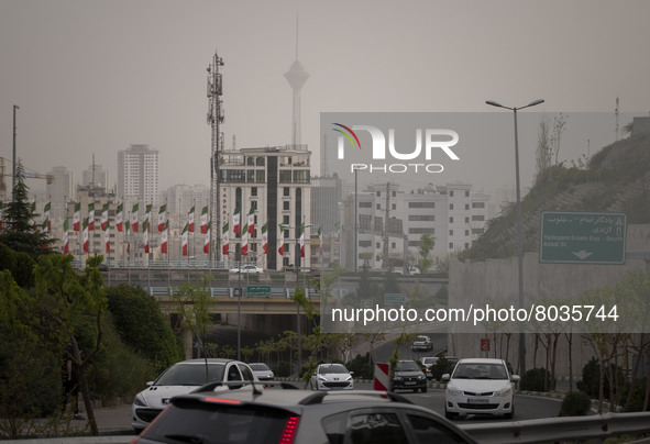 A view of northwestern Tehran during a polluted air, on April 8, 2022. 