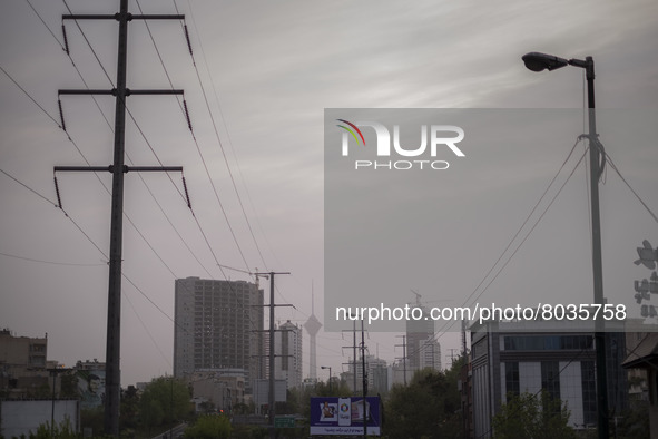 A view of central Tehran during a polluted air, on April 8, 2022. 