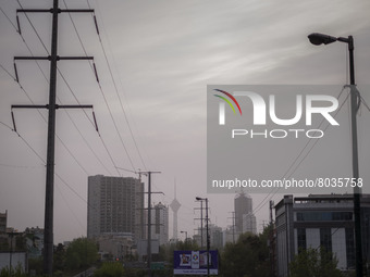 A view of central Tehran during a polluted air, on April 8, 2022. (