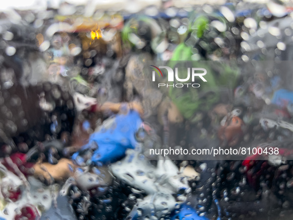 People at Tanah Abang Station, Jakarta, Indonesia, on April 20, 2022 amid the COVID-19 pandemic.