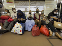 People at Tanah Abang Station, Jakarta, Indonesia, on April 20, 2022 amid the COVID-19 pandemic.(