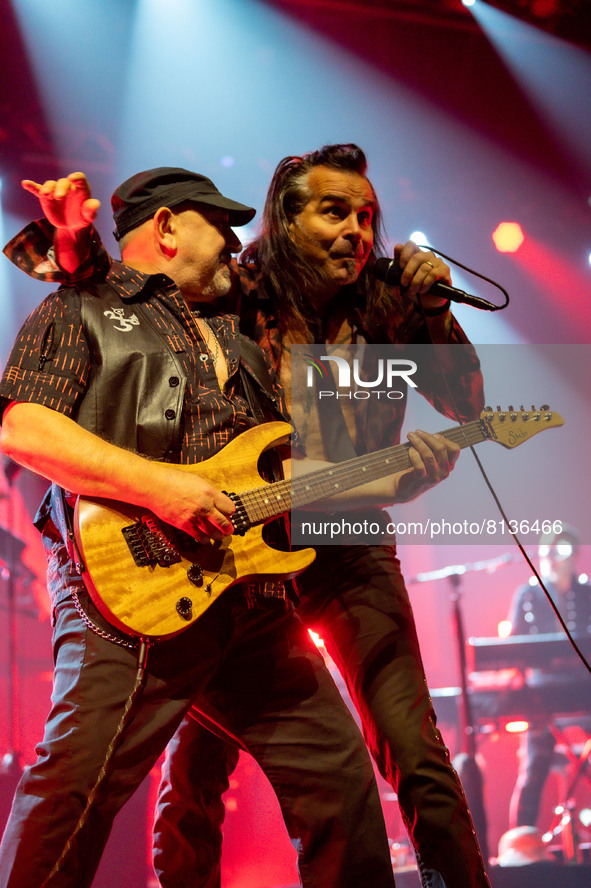 Ghigo Renzulli and Piero Pelu' during the Music Concert Litfiba - Ultimo Girone 1980-2022 on April 26, 2022 at the Gran Teatro Geox in Padov...