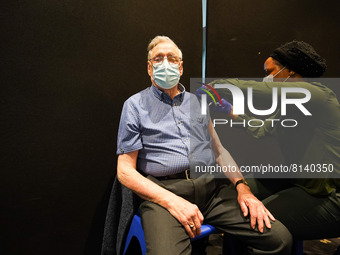 A man gets 4th jab at a vaccination centre in Doncaster on 28 April 2022. (