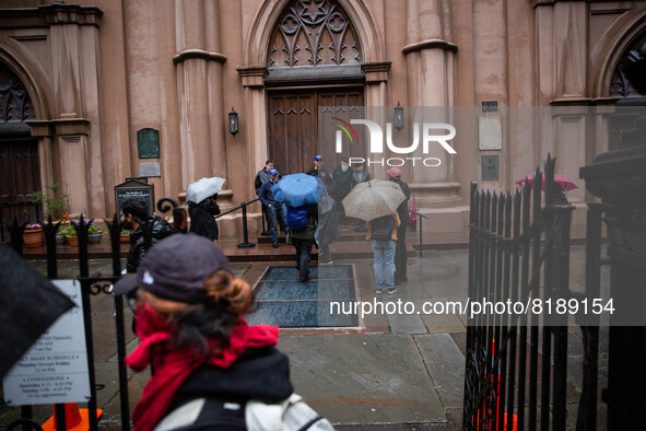 The pro-choice activist group 'New York City for Abortion Rights' held a rally outside the Basilica of Old St. Patrick in New York on May 7,...