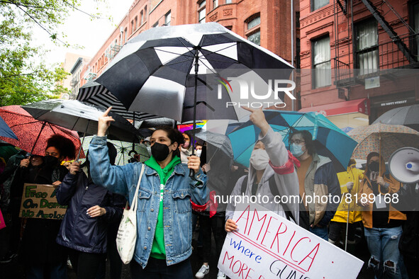 The pro-choice activist group 'New York City for Abortion Rights' held a rally outside the Basilica of Old St. Patrick in New York on May 7,...