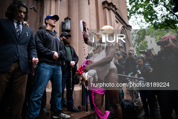 The pro-choice activist group 'New York City for Abortion Rights' held a rally outside the Basilica of Old St. Patrick in New York on May 7,...