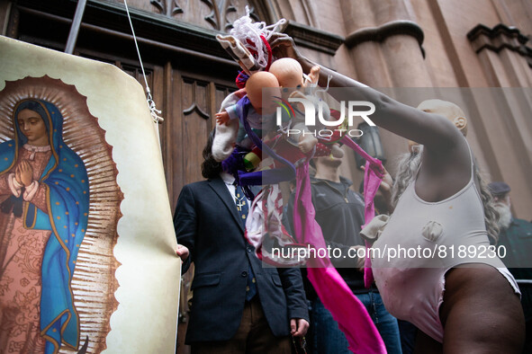 The pro-choice activist group 'New York City for Abortion Rights' held a rally outside the Basilica of Old St. Patrick in New York on May 7,...