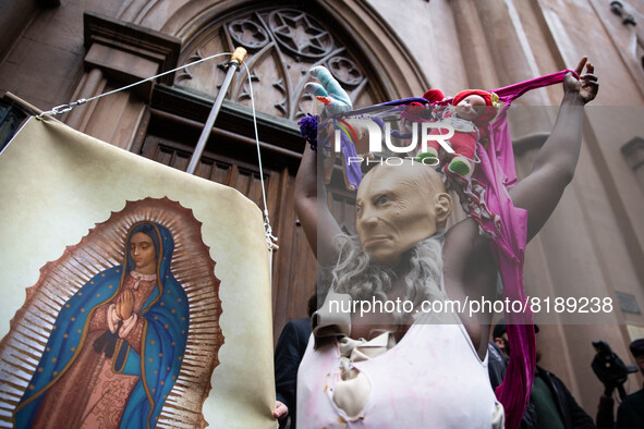 The pro-choice activist group 'New York City for Abortion Rights' held a rally outside the Basilica of Old St. Patrick in New York on May 7,...