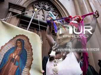 The pro-choice activist group 'New York City for Abortion Rights' held a rally outside the Basilica of Old St. Patrick in New York on May 7,...