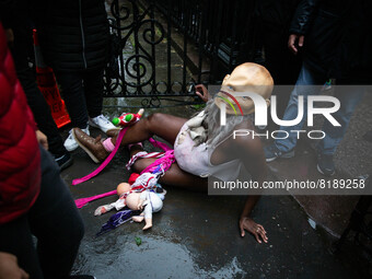 The pro-choice activist group 'New York City for Abortion Rights' held a rally outside the Basilica of Old St. Patrick in New York on May 7,...