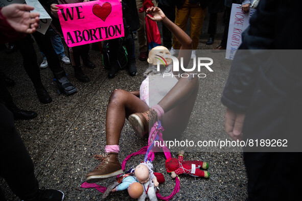 The pro-choice activist group 'New York City for Abortion Rights' held a rally outside the Basilica of Old St. Patrick in New York on May 7,...