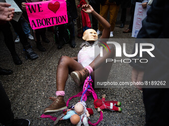 The pro-choice activist group 'New York City for Abortion Rights' held a rally outside the Basilica of Old St. Patrick in New York on May 7,...