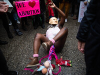 The pro-choice activist group 'New York City for Abortion Rights' held a rally outside the Basilica of Old St. Patrick in New York on May 7,...