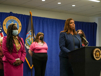 NEW YORK, NEW YORK - MAY 09: New York Attorney General Letitia James has announced a fund to support the abortion rights of low-income New Y...