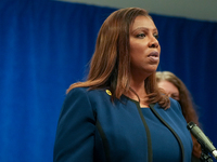 NEW YORK, NEW YORK - MAY 09: New York Attorney General Letitia James has announced a fund to support the abortion rights of low-income New Y...