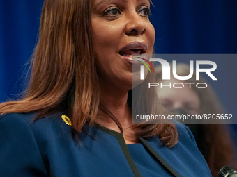 NEW YORK, NEW YORK - MAY 09: New York Attorney General Letitia James has announced a fund to support the abortion rights of low-income New Y...