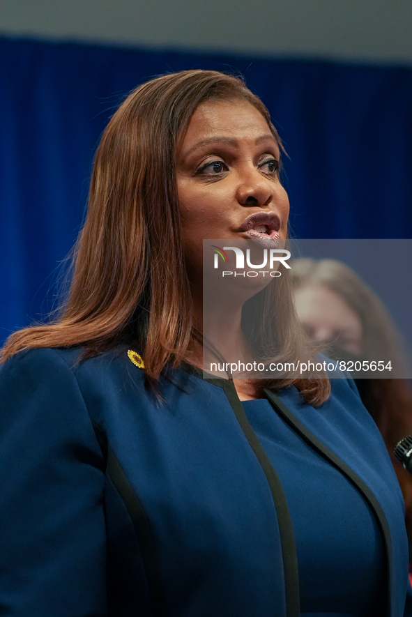 NEW YORK, NEW YORK - MAY 09: New York Attorney General Letitia James has announced a fund to support the abortion rights of low-income New Y...