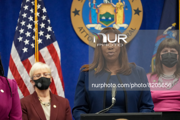 NEW YORK, NEW YORK - MAY 09: New York Attorney General Letitia James has announced a fund to support the abortion rights of low-income New Y...