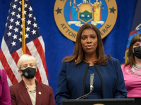 NEW YORK, NEW YORK - MAY 09: New York Attorney General Letitia James has announced a fund to support the abortion rights of low-income New Y...