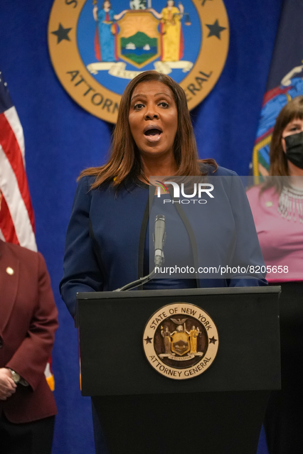 NEW YORK, NEW YORK - MAY 09: New York Attorney General Letitia James has announced a fund to support the abortion rights of low-income New Y...