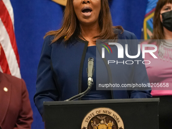 NEW YORK, NEW YORK - MAY 09: New York Attorney General Letitia James has announced a fund to support the abortion rights of low-income New Y...