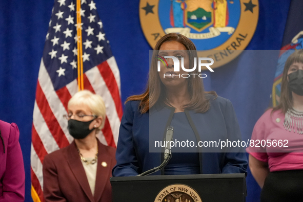 NEW YORK, NEW YORK - MAY 09: New York Attorney General Letitia James has announced a fund to support the abortion rights of low-income New Y...