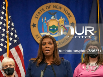 NEW YORK, NEW YORK - MAY 09: New York Attorney General Letitia James has announced a fund to support the abortion rights of low-income New Y...