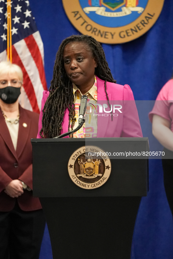 NEW YORK, NEW YORK - MAY 09: New York Attorney General Letitia James has announced a fund to support the abortion rights of low-income New Y...