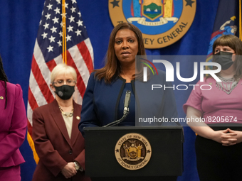 NEW YORK, NEW YORK - MAY 09: New York Attorney General Letitia James has announced a fund to support the abortion rights of low-income New Y...