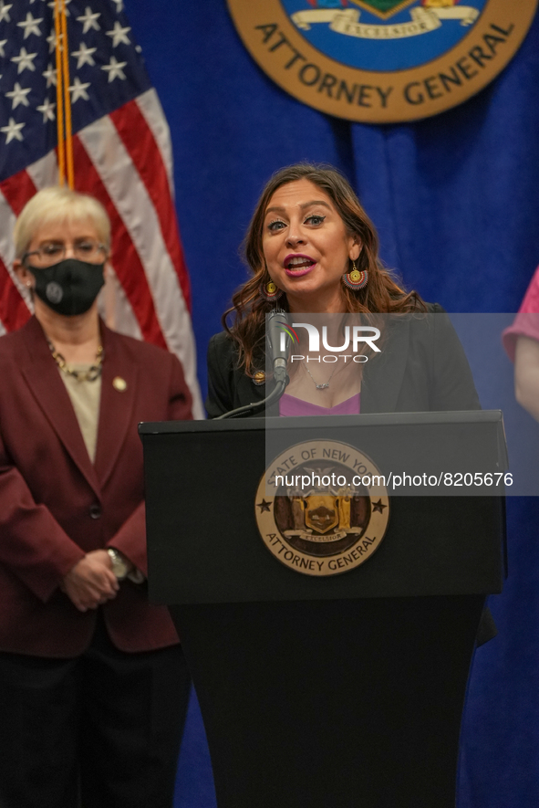 NEW YORK, NEW YORK - MAY 09: New York Attorney General Letitia James has announced a fund to support the abortion rights of low-income New Y...