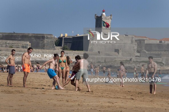 People are seen performing outdoor activities on the coastline of Carcavelos Beach. Lisbon, May 09, 2022. Two months after the lifting of th...