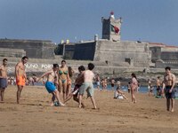 People are seen performing outdoor activities on the coastline of Carcavelos Beach. Lisbon, May 09, 2022. Two months after the lifting of th...