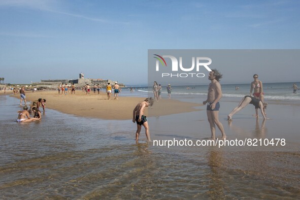 People are seen performing outdoor activities on the coastline of Carcavelos Beach. Lisbon, May 09, 2022. Two months after the lifting of th...