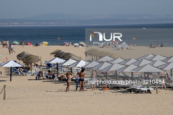 Panoramic view of the beaches of Carcavelos. Lisbon, May 09, 2022. Two months after the lifting of the restrictions, the number of new covid...