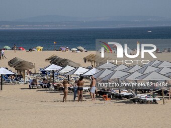 Panoramic view of the beaches of Carcavelos. Lisbon, May 09, 2022. Two months after the lifting of the restrictions, the number of new covid...