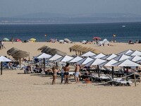 Panoramic view of the beaches of Carcavelos. Lisbon, May 09, 2022. Two months after the lifting of the restrictions, the number of new covid...