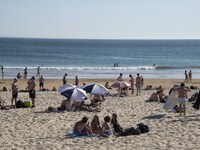 People are seen performing outdoor activities on the coastline of Carcavelos Beach. Lisbon, May 09, 2022. Two months after the lifting of th...