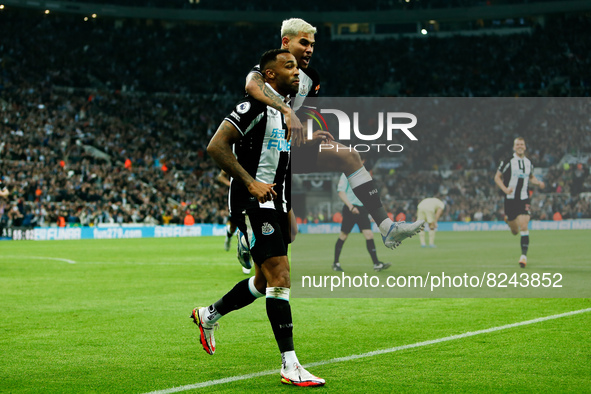 Callum Wilson of Newcastle United celebrates after scoring their sides first goal during the Premier League match between Newcastle United a...