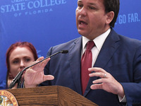 May 16, 2022 - Florida Gov. Ron DeSantis speaks at a press conference at Seminole State College to announce his approval of over $125 millio...