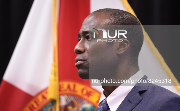 May 16, 2022 - Florida Surgeon General Joseph Ladapo attends a press conference by Gov. Ron DeSantis at Seminole State College to announce h...