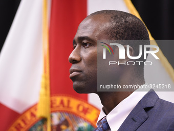 May 16, 2022 - Florida Surgeon General Joseph Ladapo attends a press conference by Gov. Ron DeSantis at Seminole State College to announce h...