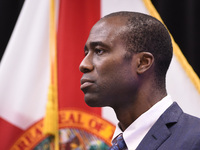 May 16, 2022 - Florida Surgeon General Joseph Ladapo attends a press conference by Gov. Ron DeSantis at Seminole State College to announce h...