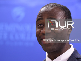 May 16, 2022 - Florida Surgeon General Joseph Ladapo speaks at a press conference by Gov. Ron DeSantis at Seminole State College to announce...