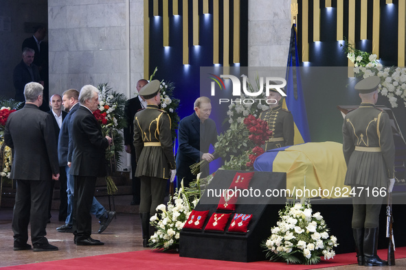 Former Ukrainian President Leonid Kuchma attends the funeral ceremony of Ukrainian first president Leonid Kravchuk in Kyiv, Ukraine, May 17,...