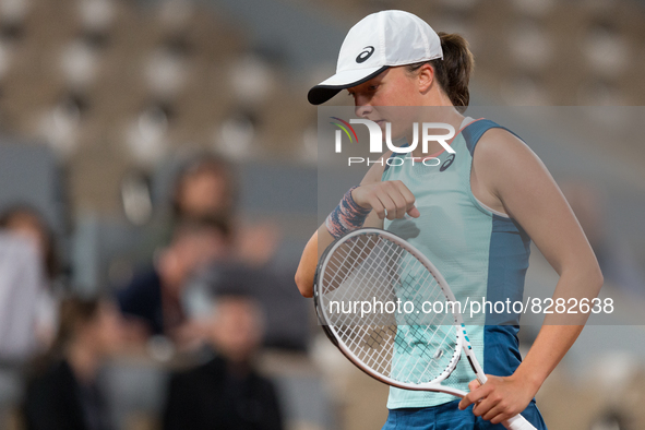 Iga Swiatek (POL) during the day two of he Roland-Garros Open tennis tournament in Paris, France, on May 23, 2022. 
