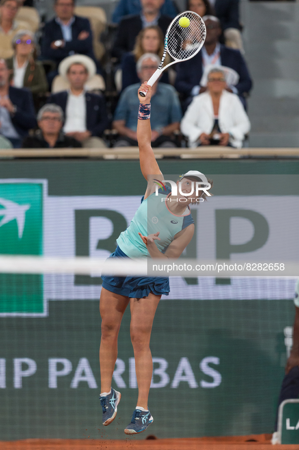 Iga Swiatek (POL) during the day two of he Roland-Garros Open tennis tournament in Paris, France, on May 23, 2022. 