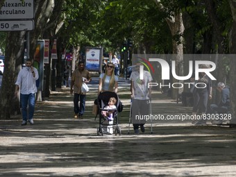 People are seen walking near Liberdade Avenue. Lisbon, May 23, 2022. The European Centre for Disease Prevention and Control (ECDC) has share...