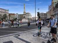 People are seen performing outdoor activities near the Restauradores monument. Lisbon, May 23, 2022. The European Centre for Disease Prevent...