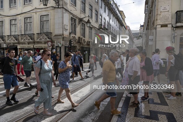 People are seen walking in Augusta street, in the downtown area. Lisbon, May 23, 2022. The European Centre for Disease Prevention and Contro...