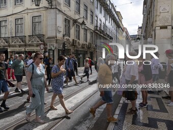 People are seen walking in Augusta street, in the downtown area. Lisbon, May 23, 2022. The European Centre for Disease Prevention and Contro...